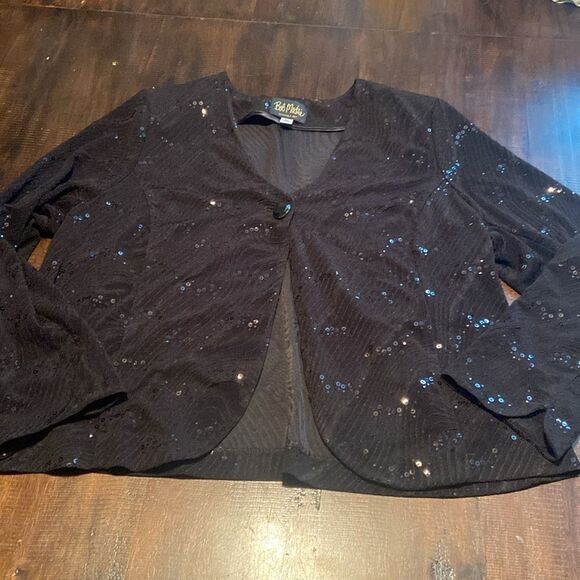 Vintage Bob Mackie Wearable Art Black Sequins Skirt Set Size XL Top Large skirt - Picture 2 of 11